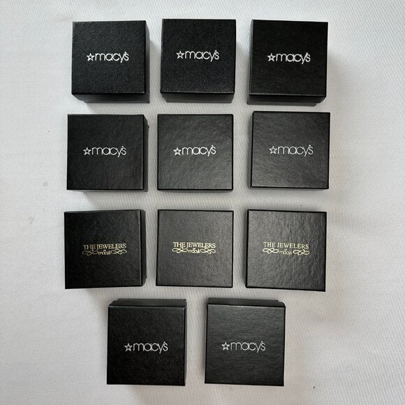 Vintage Macy's Jewelry Earring Display Case & Gift Box Black Velvet Presentation - Picture 9 of 16